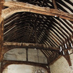 Court Hall ceiling Roof Interior of the the Hall.The beams came from Durford Abbey, | Michael Blakstad