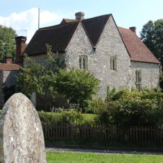 The Hall from graveyard The Hall at The Court House from graveyard of All Saints Church