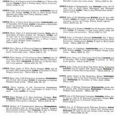 EnglandWalesNationalProbateCalendar(IndexofWillsandAdministrations)1858-1966ForHermanLeRoyLewis Index of Wills and Administrations, Le Roy Lewis