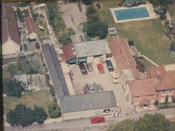 Aerial photograph of the courtyard of Glenthorne House when it was used as a garage.
