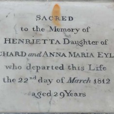 Plaque dedicated to Richard Eyles Snr's daughter Henrietta who died in 1812 aged 29. 