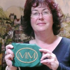 Jane Simms with the keystone Millennium oval Jane Simms with the keystone Millennium oval
