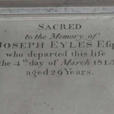 Plaque dedicated to Joseph Eyles II, who died in 1815.