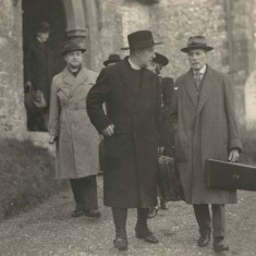 Major Nicholson outside All Saints Major Gerald Nicholson, right, outside All Saints Church with visiting bishop. Nicholson used to walk to church every Sunday, and back via Colchenna where he talked with Ernest Noyce.