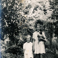 Olivia and Margaret Olivia and Margaret in garden