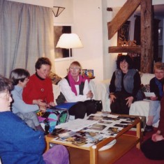 Sitting room A group of village women assembled in 2000 to start work. A core team above, left to right: Maggie Marks, Joan Rockett, Tiggy Greenwood, Sue Barrett, Jane Sims, Shirley Whiting and Cathy Clayson) met to plan the project and drew the layout on a large sheet of paper.