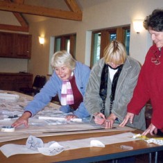 Working on the design, Margaret Ward, Sue Barrett and nk Working on the design, Margaret Ward, Sue Barrett and nk.