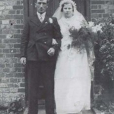 Alan Blackman wedding Alan Blackman, after his weddding, at the door of Rose Cottage, which used to stand alongside Heycroft but which no longer exists.