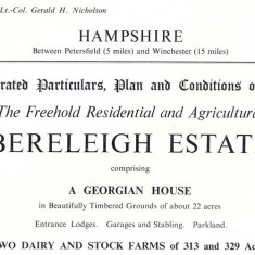 Bereleigh Sale 1958 Title Page Bereleigh