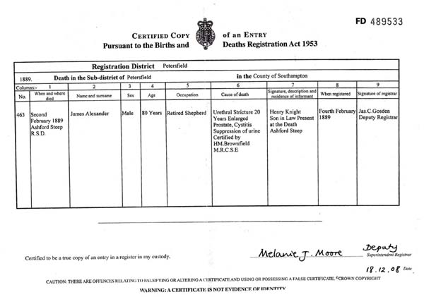 James Alexander Death Certificate 1889 websize