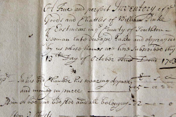 Detail from one of the documents photographed at the HRO,