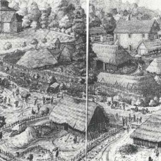 Artist's impression of Domesday village A brief history of East Meon. Artist's impression of Domesday village.
