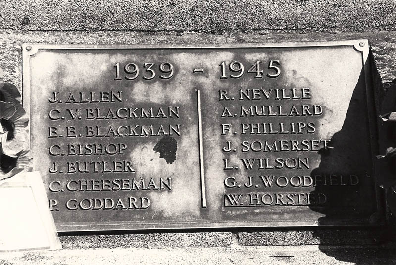 Names of East Meon men fallen in World War II.