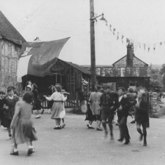 Dancing in the Square. Boys on right, Jimmy Cook and Alan Blackman. Boy on left of threesome, Bobby BUrns Dancing in the Square. Boys on right, Jimmy Cook and Alan Blackman. Boy on left of threesome, Bobby Burns