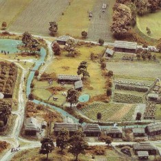 Domesday Bayeux Model High_street Domesday model of the River Meon and village housing.