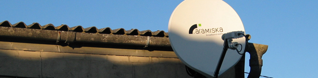 Garston satellite dish, receiving the signal which was fed to the village.