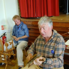 Hopkins spinning David and Hilary Hopkins demonstrating mediaeval spinning.