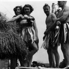 Left to right, Pat, Jean, Dick and John Berry in fancy dress parade dressed as south sea islanders? (1) Left to right, Pat, Jean, Dick and John Berry in fancy dress parade dressed as south sea islanders? (1)
