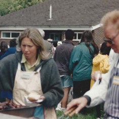 Barbecue Susie Bremner and Kieth Kitcher at barbecue at an early Country Fair.