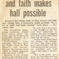 Church hall fundraising report Report on the fundraising for the building of the Hall