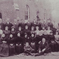 Methodist-chapel-group- Primitive Methodist congregation outside the chapel, c1893