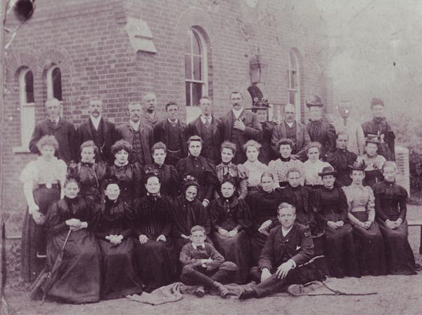 Primitive Methodist congregation outside the chapel, c1893