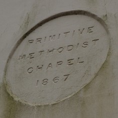 Inscription, 1867 Incription above the door of the Primitive Methodist chapel, dating its dedication to 1867