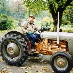 Denys on his beloved vintage Ferguson tractor.
