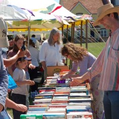 Culleys_and_Bookstall Bookstall, Johnny and Biz Culley selling.