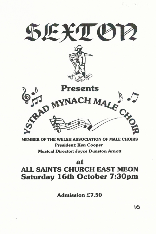 Notice of concert to raise funds for the Sexton's Charity