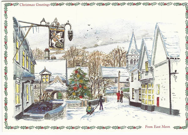 Christmas card with George and Old Post Office by Katherine Sprawling