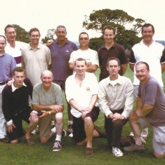 Cricket team ? on tour Back row, L to R. n.k., Richard Dampney, Martin James, d.k., Melvyn Dowlen. Simon Edsall, Rob Thorne. Front row, Jeff Wheeler, Geoff Blackman, Alasdair Wheeler, Peter Suart, Chris Warren.