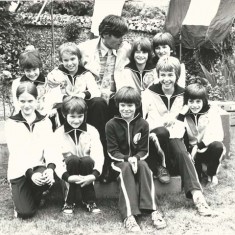 Church Fete, Simon Williams and children in sports kit Church Fete, Simon Williams and children in sports kit