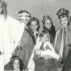 Nativity Play. Nativity Play. L to R. Lockyer, Matthew Cooper, ?, Andrew Blackman, Steven Stidolph, North Twin, Becky Powney, front- ?, North twin, Teresa Bleach, Damian Muggeridge