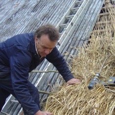 Lyle Morgan, master thatcher who has done much recent work in the village.