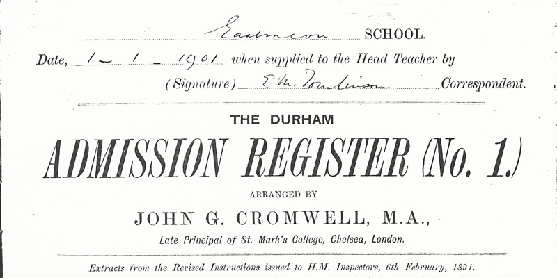 School Register, 1901 - 1912