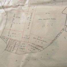 1845 Enclosure Map bottom end 1845 Enclosure map, showing the south end of the area allotted. the main beneficiaries are John Bonham Carter and Sir William Hylton Joliffe.
