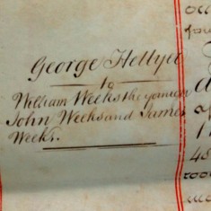 1845 Enclosure text margin detial Weekses_edited-1 Margin note - Hellyer to William john and James weeks.