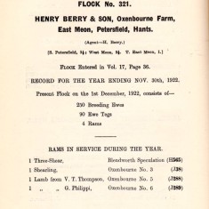 flock-records1923-001 Flock record 1922 of Henry Berry, Oxenbourne Farm