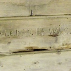Le Roy Lewis inscription Inscription uncovered on Shepherd's Hut 'Le Roy Lewis Esq' - the owner of Westbury