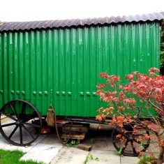 Shepherd's Hut Side view of Shepherds Hut which Jim Cook is restoring