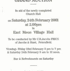 Flyer for auction to raise funds for Church Hall Feb 2001 Flyer for auction to raise funds for Church Hall Feb 2001