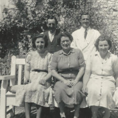 Court House staff, post World War II Fred Crockford (white coat), Marlene Kille, Jessie Crockford, Marion Lambert