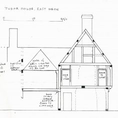 Edward Roberts' elevation from south with notes