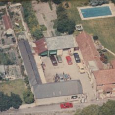 Goddards Garage aerial Glenthorne House, right, and the garage area operated by Herbie Goddard, 1950s