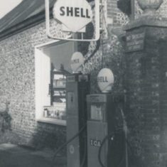 Glenthorne Garage, petrol pump Glenthorne Garage in the 1950s, operated by Herbie Goddard/.