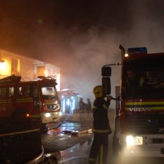 High Street Panorama 12 fire appliances were called to the first fire at Hockley & Brook Cottages, 2009.