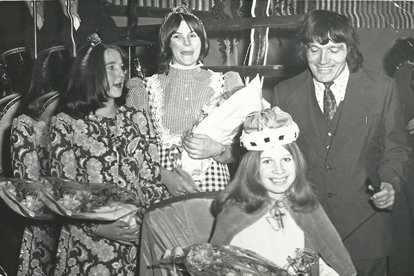 John Sparrow, fund-raiser for the new village hall, with Queen of the Hall.