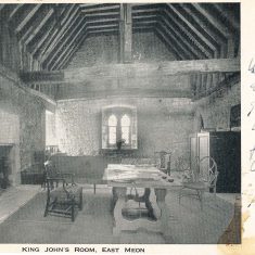 King John's Room postcard 1936 The 'solar' at the north end of the Hall was reserved for the Bishops' private use. It is believed that King John visited in the 13th century.