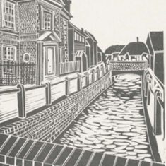 Lino cut Glenthorne House is on the High Street, close to the River Meon